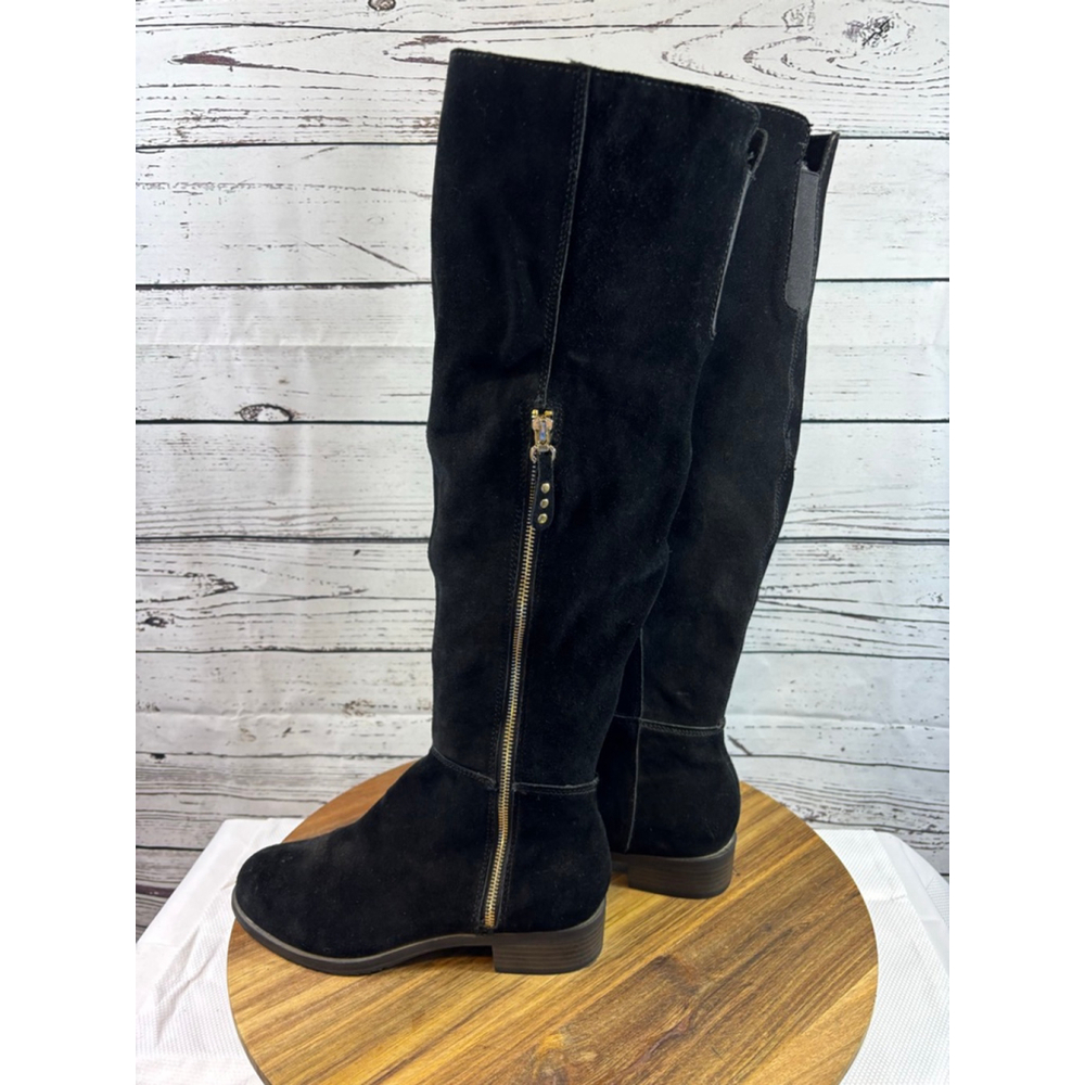 Women's White Mountain Black Suede Over the Knee Boots 8.5
